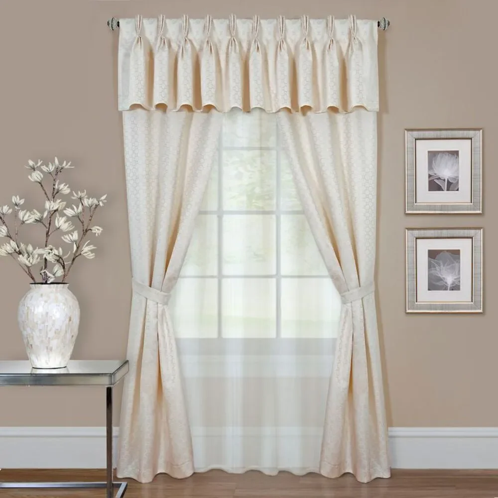 Woven Trends Modern Geometric 6-Piece Window Treatments Curtains, 55 x 63 Inches